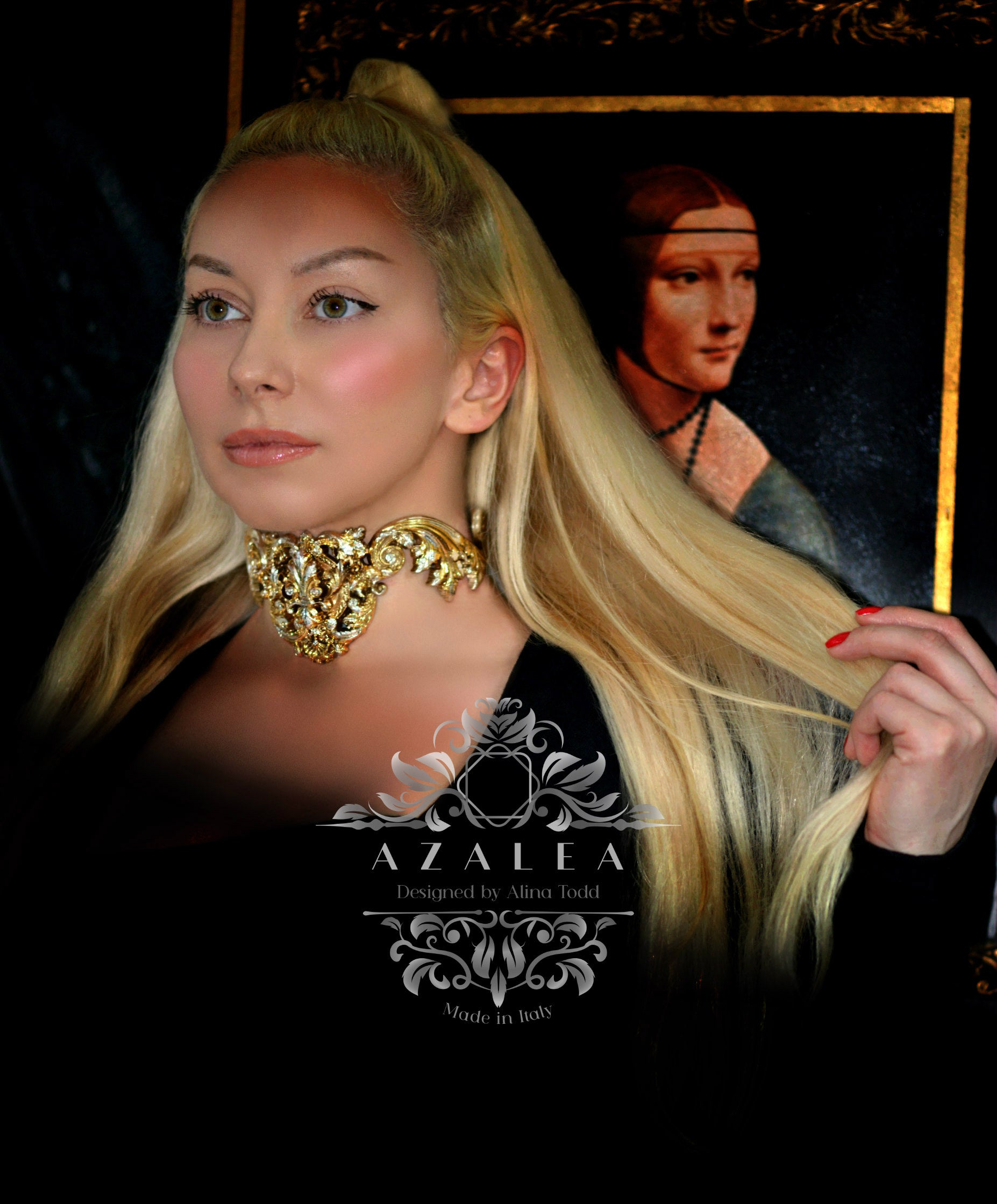 Elegant "gold&champagne" necklace