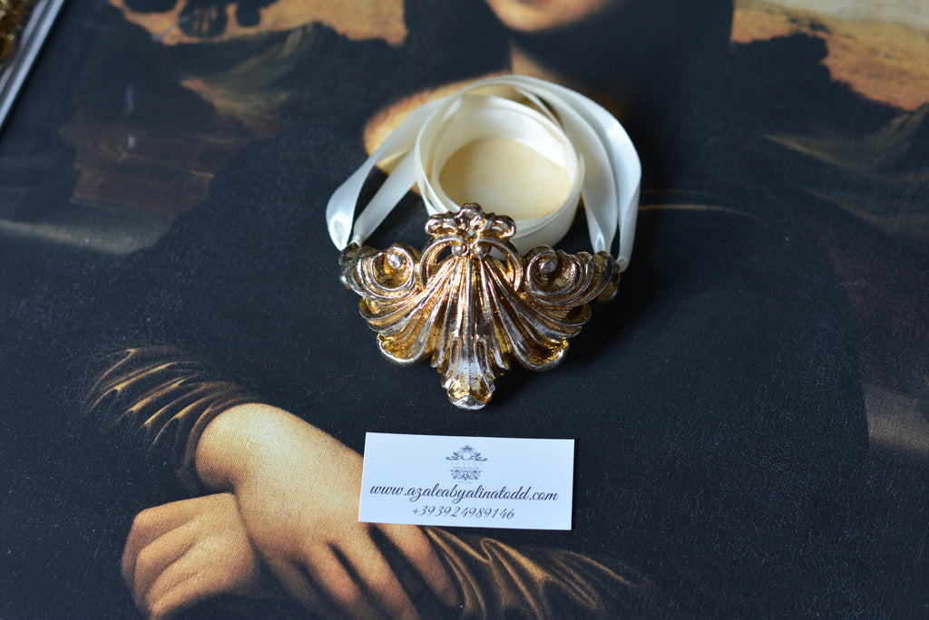 Elegant Golden&champagne  "Millefoglie" necklace