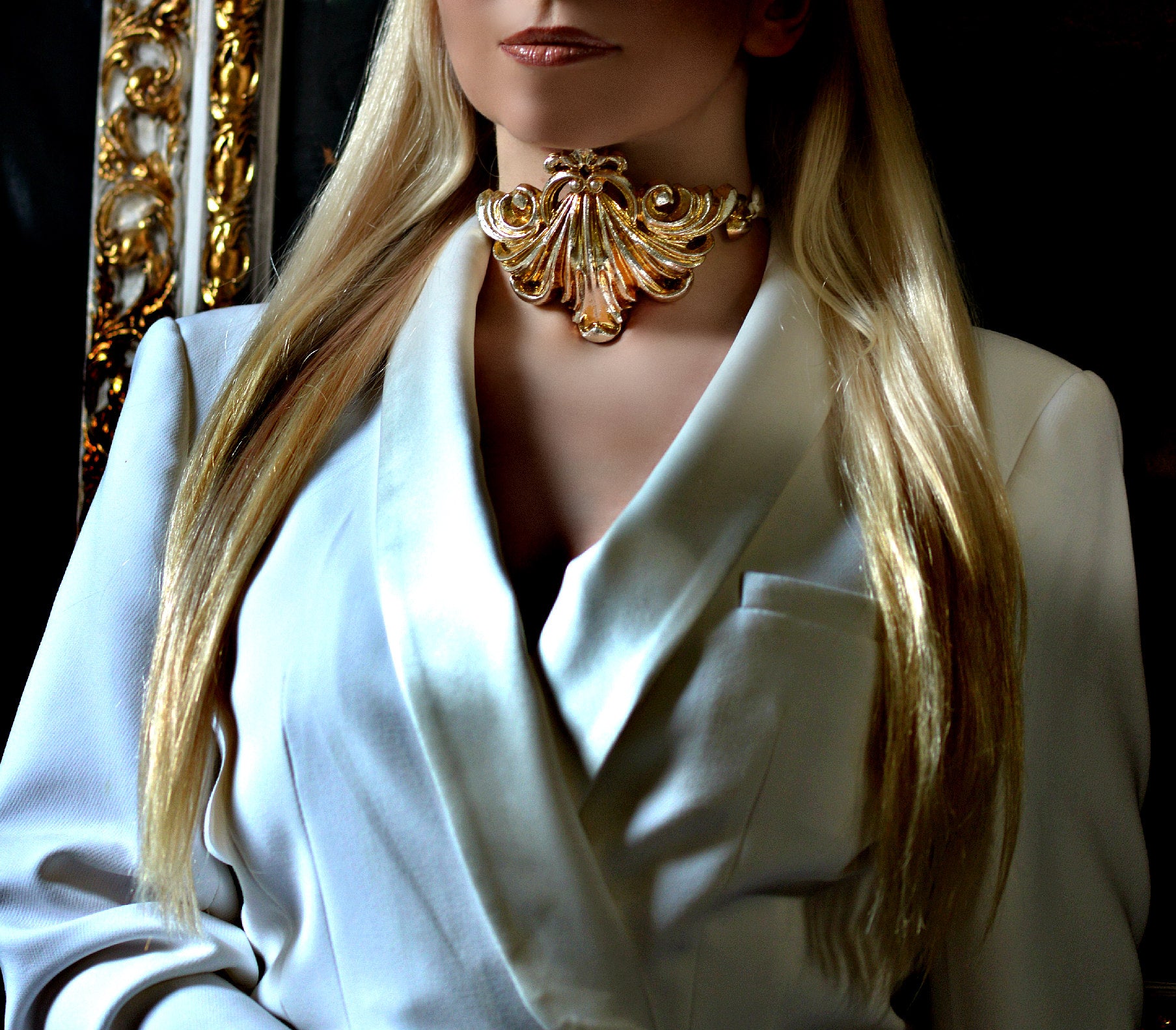 Elegant Golden&champagne  "Millefoglie" necklace
